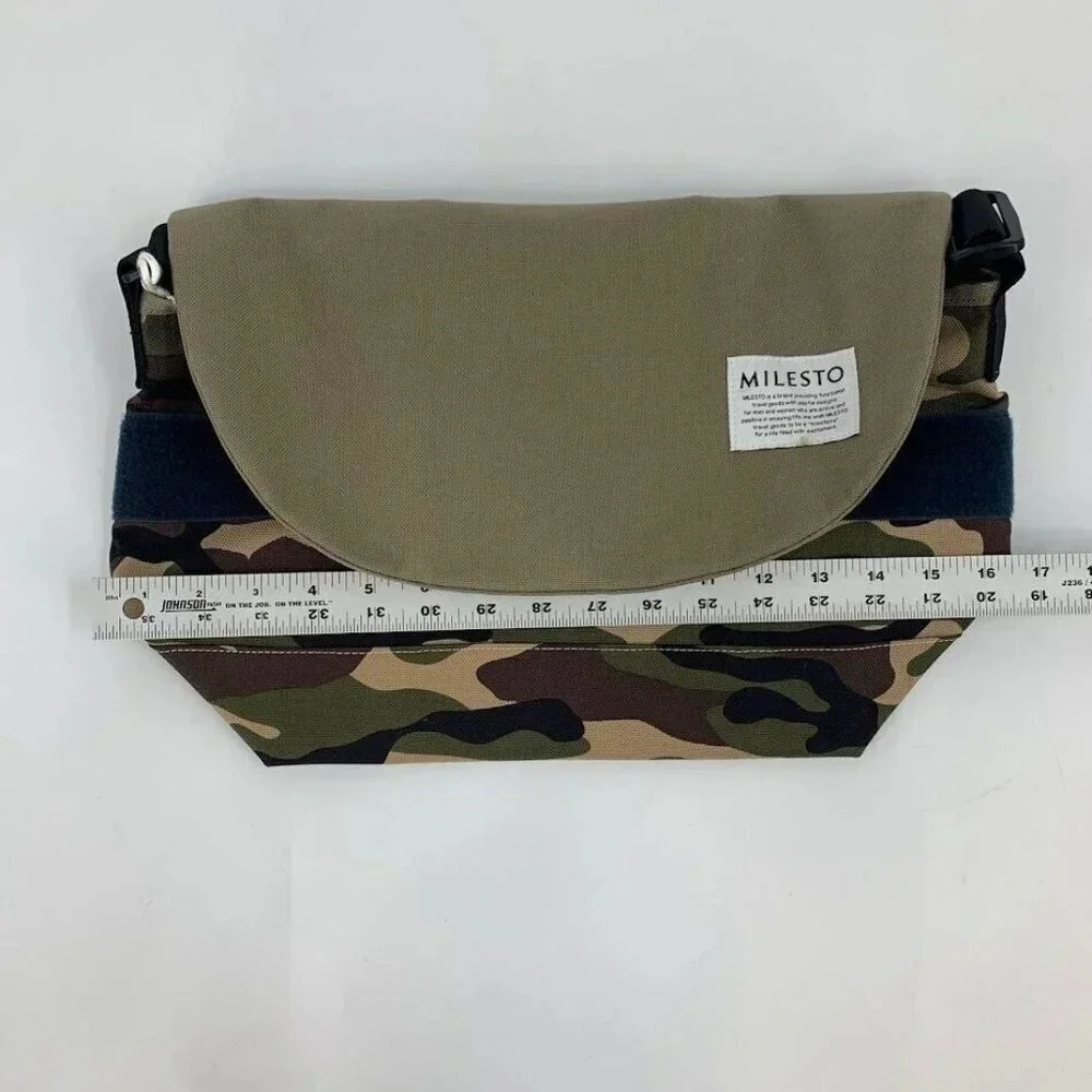 Milesto Camouflage Canvas Medium Multi Pocket Strap‎ Messenger NWT